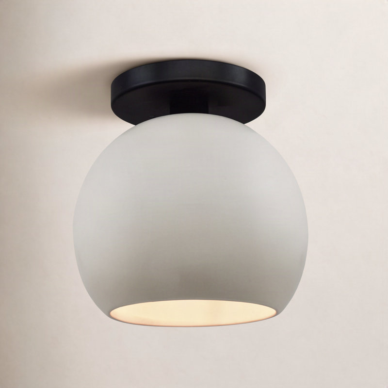 Ronia Dottie Ceramic LED Semi Flush Mount, Matte White, 9" H x 10" W x 10" D, Matte Black