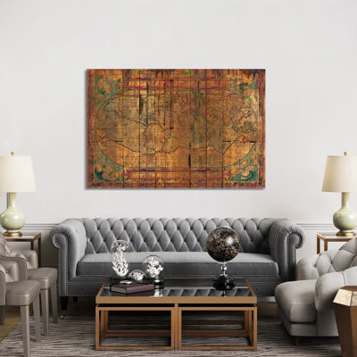 Distressed Old Map 1 Piece Wrapped Canvas Wall Art