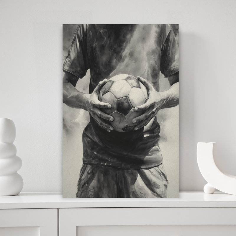 Art mural contemporain dédié au joueur de soccer, H 18 po x l 12 po