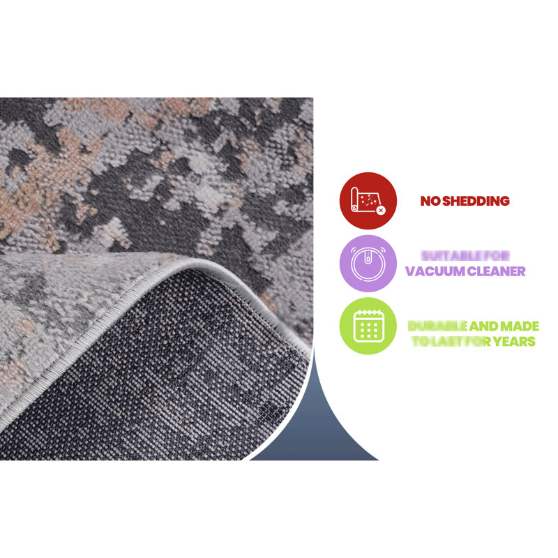 Tapis gris / multicolore à motif abstrait multicolore tissé et tissé 5 x 7