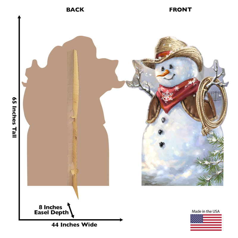 65'' Cowboy Snowman Cardboard Standup with Rope