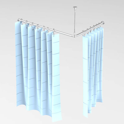 Corner Shower Curtain Rod,L Shaped 40-60" x 40-60"with Ceiling Support