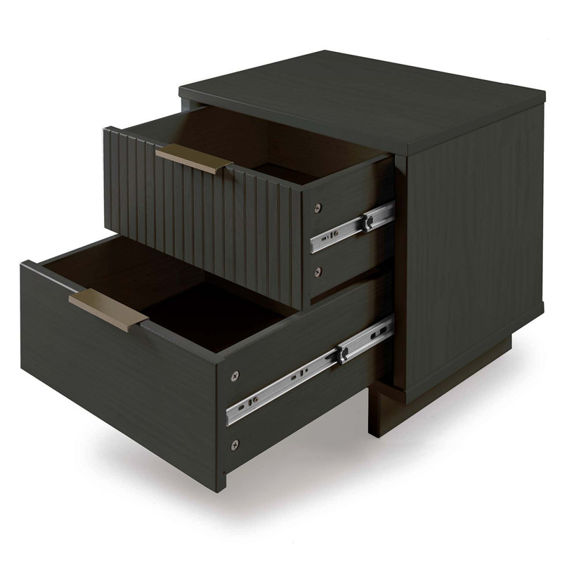 Granville 18" Nightstand In Charcoal Gray (2-Drawer), Charcoal Gray