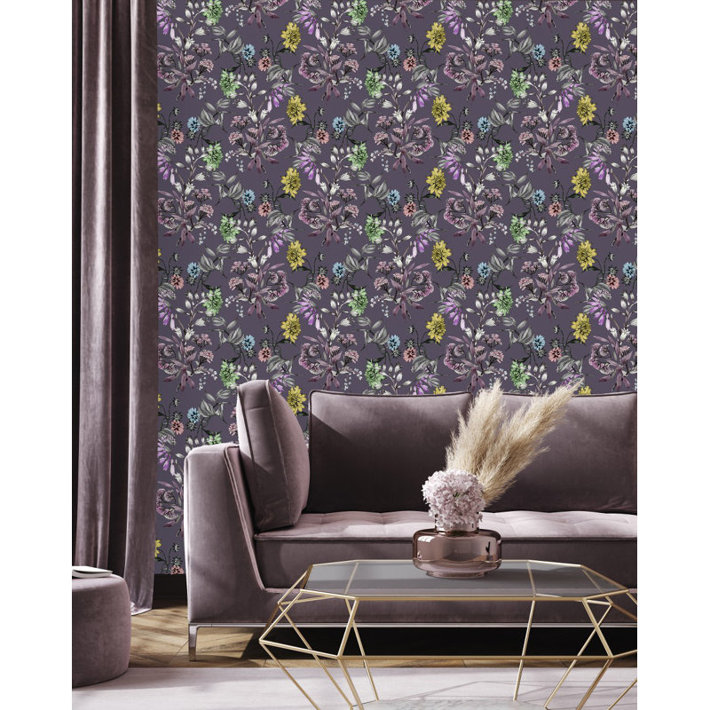 Panneau de papier peint adhésif l 10,4 pi x l 25 po Lilas foncé, L 124,8 po x l 25 po