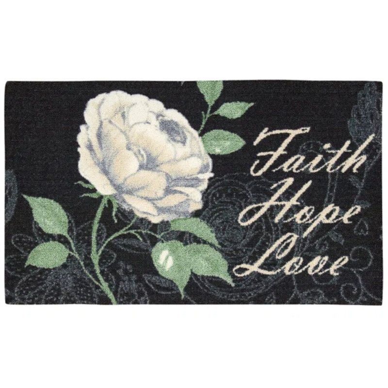 Tapis d'entrée antidérapant Daejha, Noir, vert, crème, Rectangle 1 pi 8 po x 2 pi 9 po