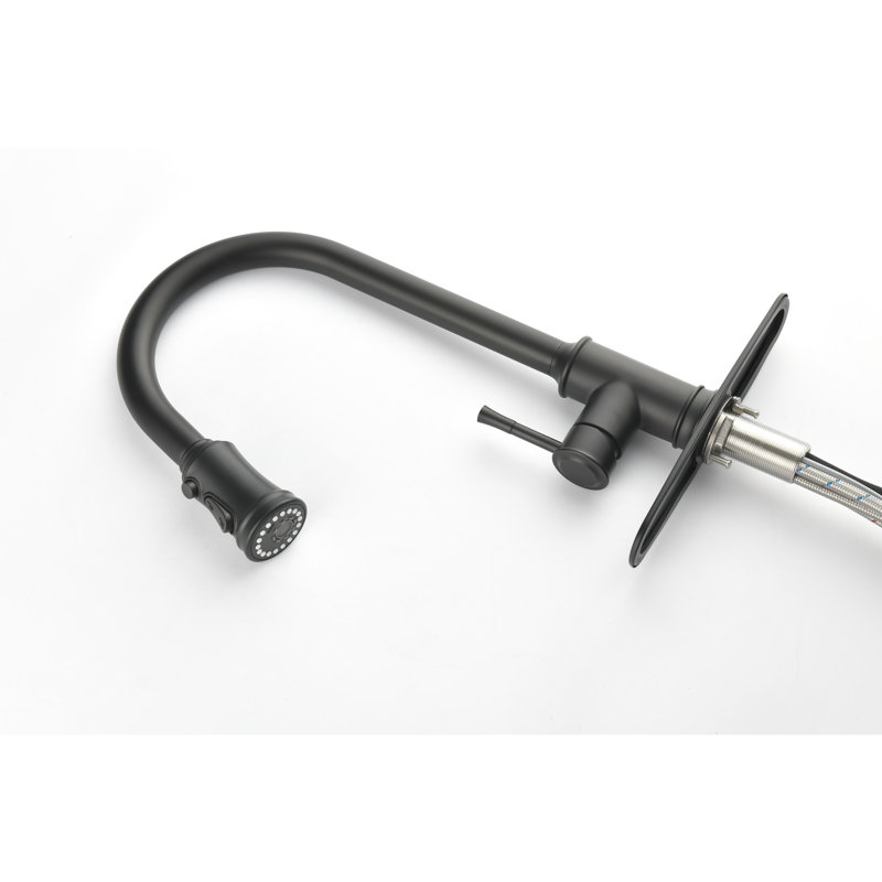 Stainless Steel Pull Down Kitchen Faucet In Matt Black, 360 Rotatable Spray Head For Convenient Water Access Single Handle Out Material Performance