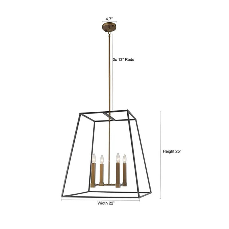 Lustre géométrique à 4 lumières Parsifal