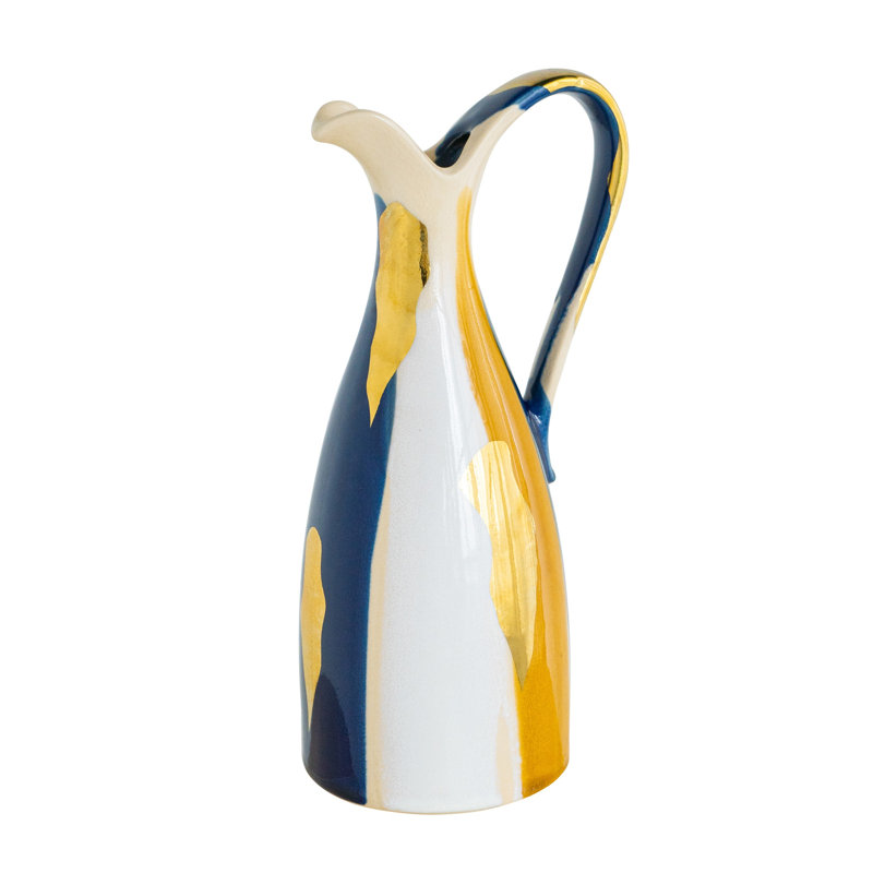 Vase abstrait en céramique multicolore, 5,7 x 4,9 x 12,4 pouces