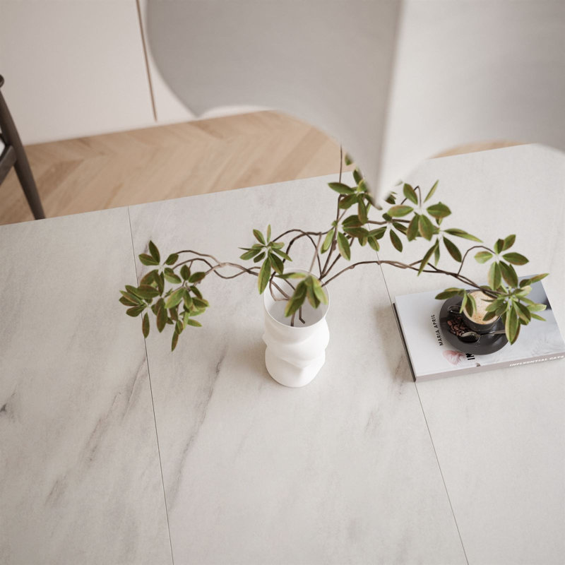 Extendable table ARTON II  140 cm,  "X" legs, White, Levanto Marble