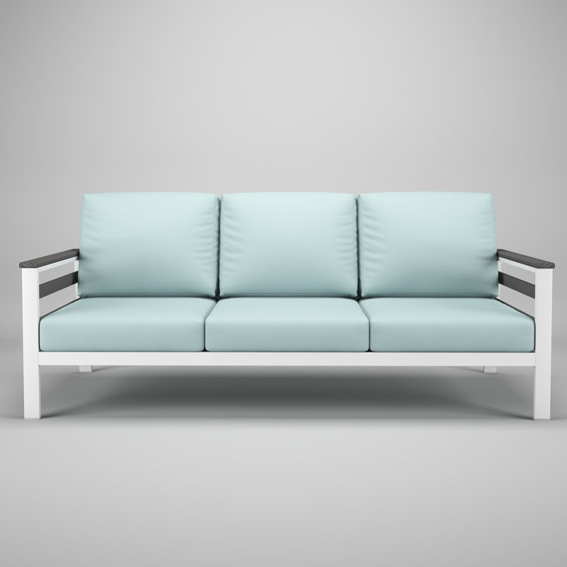 Canapé d'extérieur en métal avec coussin Sunbrella Townsend, Bliss Dew
