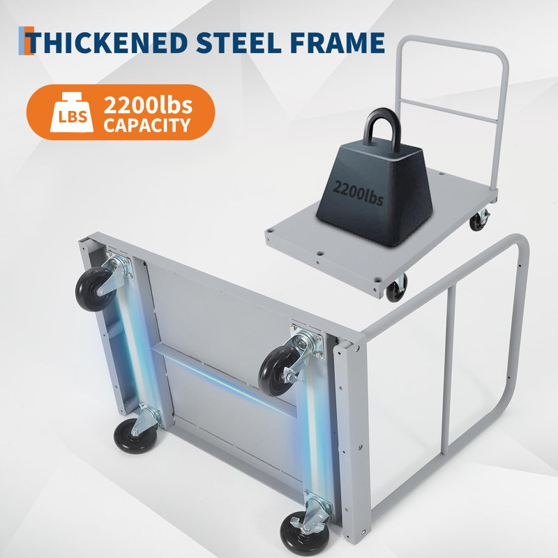 Chariot à panneaux en acier robuste 2 en 1, plateforme de 36 po x 24 po, capacité de 2 200 lb, panneau convertible et camion à plateau avec roulettes verrouillables
