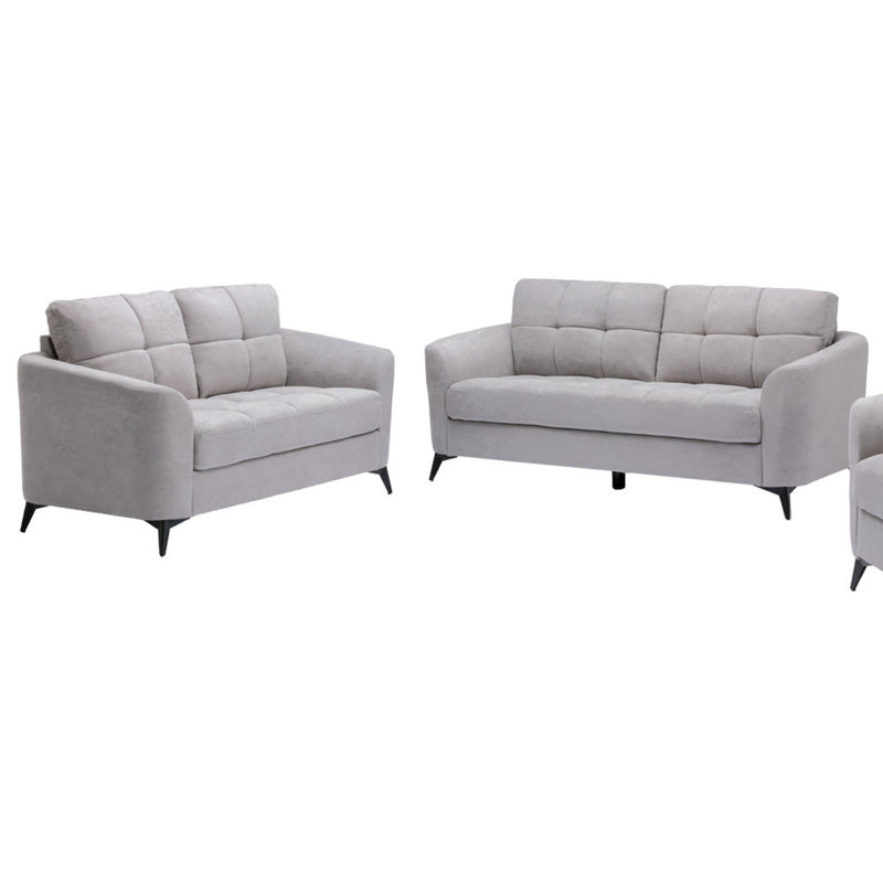 Ensemble de canapé-lit en tissu tissé gris clair Carlotta
