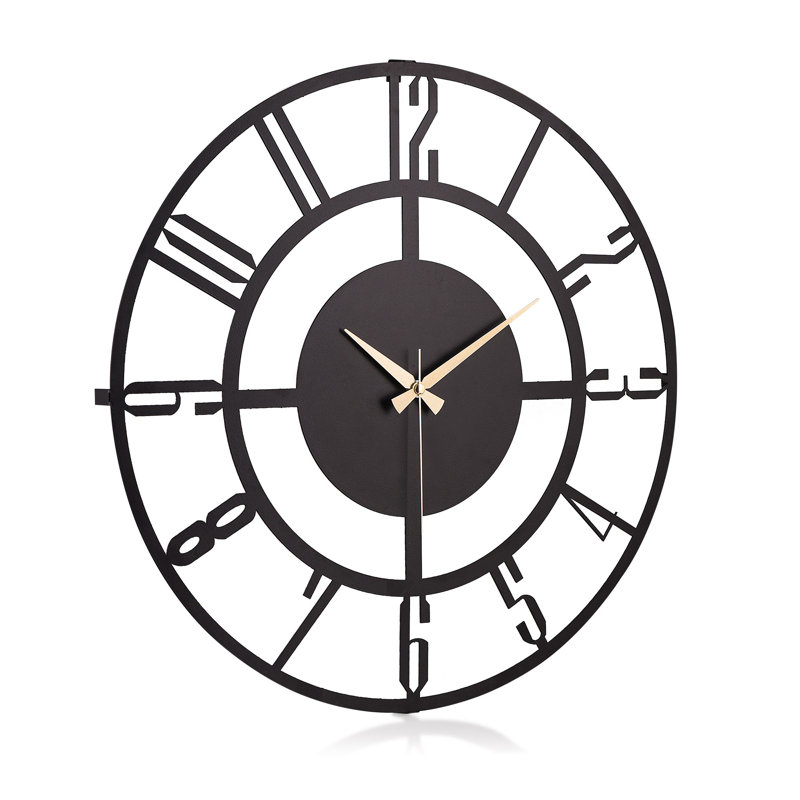 Stylish Decorative Metal Wall Clock, Black, 19.7 inches Diameter | 100% Metal Construction, Thickness: 0.06 inches | Silent Mechanism, Requires 1 AA Battery (Not Included) | Perfect for Home, Office & Modern Decor