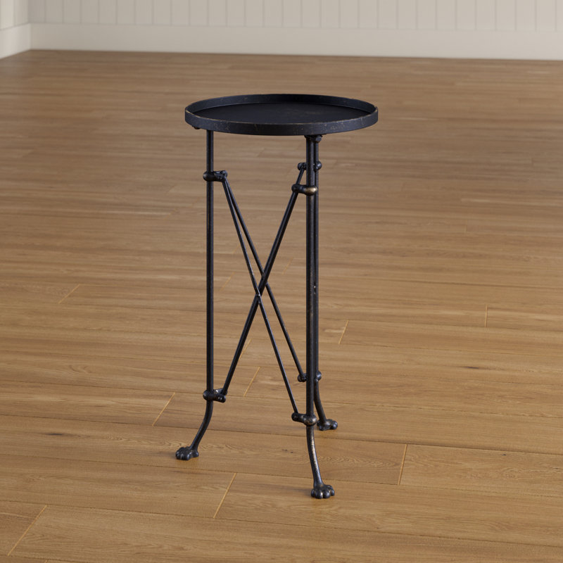 Obsidian Marble Tray Top End Table, Bronze, Bronze