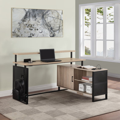 Pierrine L-Desk with Hutch Shelf