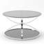 Table basse moderne en verre avec 2 niveaux, cadres en forme d'anneau, structure en métal et verre trempé transparent-129948407-129948408