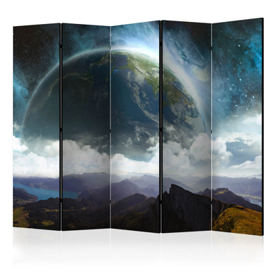 225 cm W x 172 cm H 5 - Panel Solid Wood Folding Room Divider