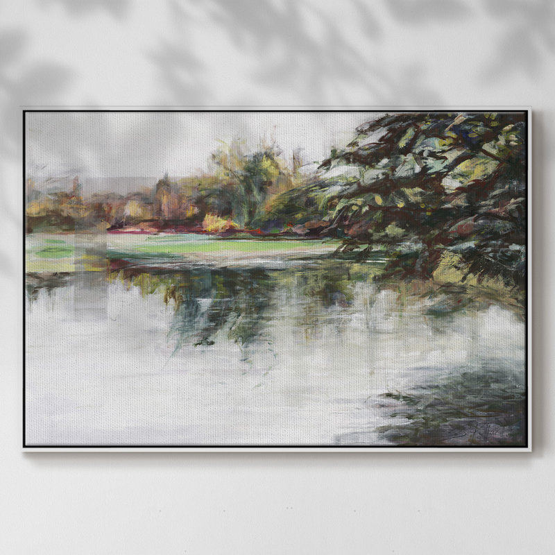 Dédicacé sur toile, H 27 po x l 41 po x P 2 po, Toile encadrée flottée blanche