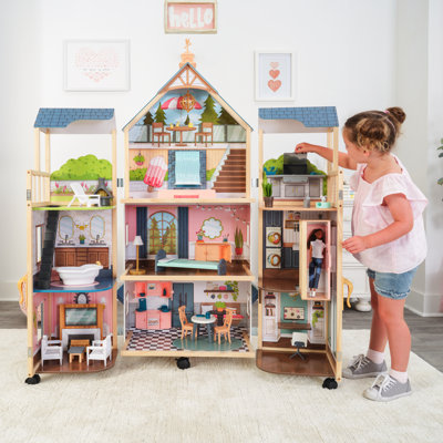 Maison de poupée en bois Secret Reveal avec lumières, sons et 47 accessoires