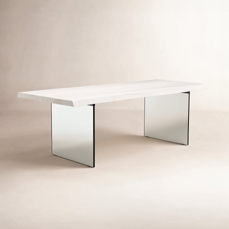 Colin Acacia Solid Wood Top Dining Table, White Wash, 29.75"H x 92"L x 40"W
