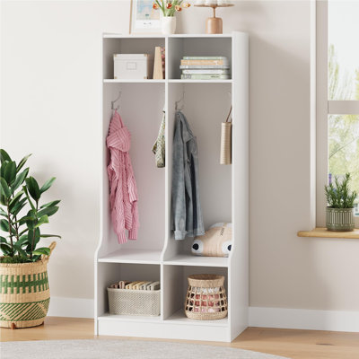 Vestiaire pour enfants à 2 compartiments avec 4 casiers et 4 crochets, solution de rangement sécurisée pour la garderie et la salle de classe