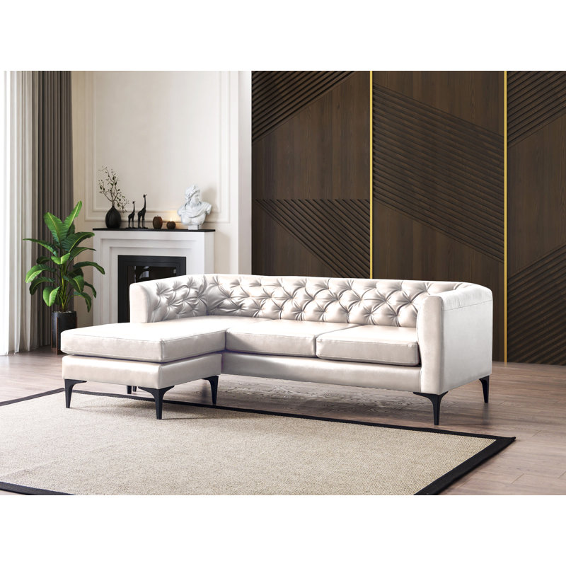 Glenyce Upholstered Sectional, Beige Angora