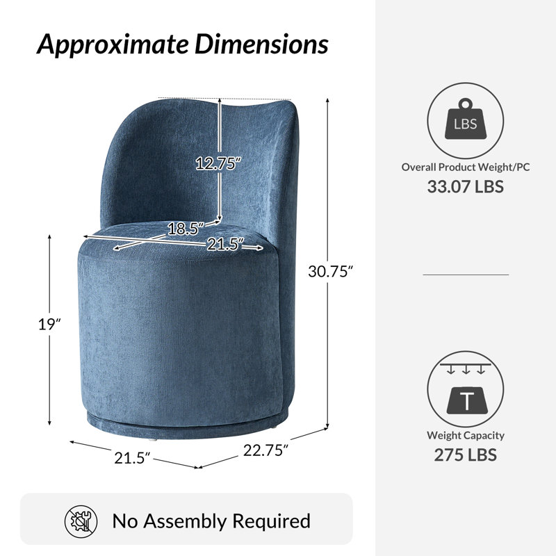 Clester Modern 360-Degree Swivel Dining Chair Set, Navy, 4