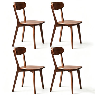 Wood Dining Chairs Set, Solid Oak Wood Chairs w/ Backrest & Seat, Anti-Slip Pads