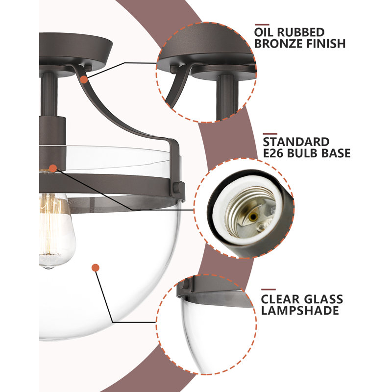 Plafonnier semi-encastré en verre Saini