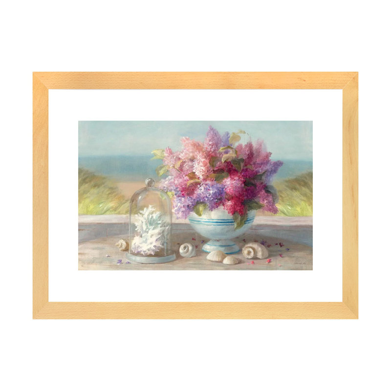 «Seaside Spring Crop» par Danhui Nai - reproduction d'art, Toile avec cadre en bois beige, Blanc, H 16 po x l 24 po x P 1 po