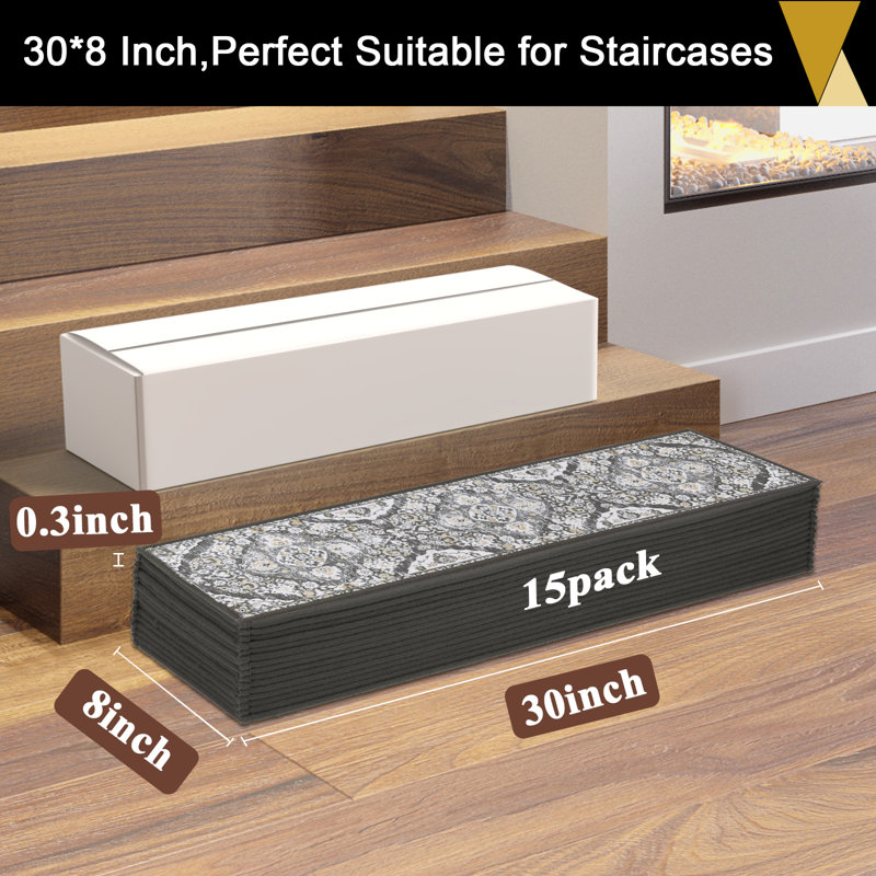 Tapis d'escalier antidérapants pour l'intérieur, Brun / Gris