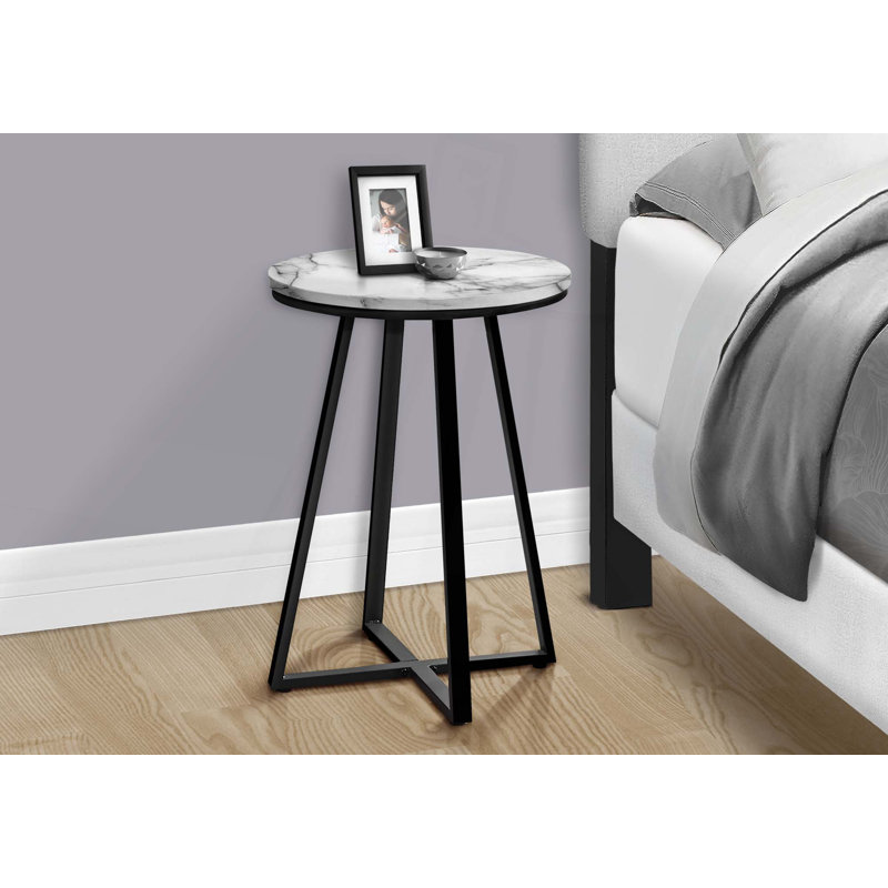 Accent Table Living Room End Table Wood End Table Nightstand Metal Frame Side Table, White