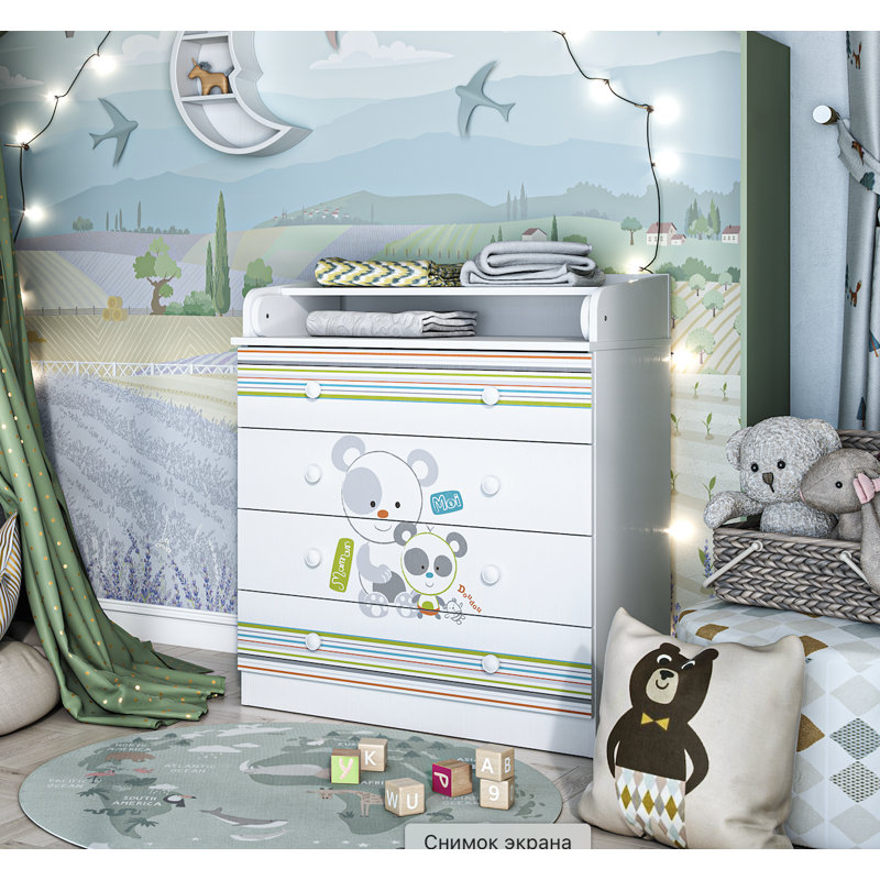 Changing dresser 800, white, Pandas