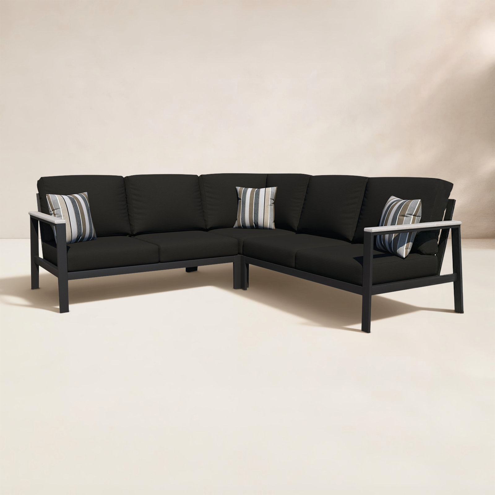 Townsend 87" Sunbrella® Patio Sectional, Canvas Black Sunbrella® Canvas