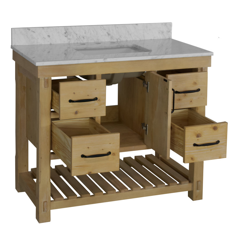 Gola 42'' Single Bathroom Vanity with Carrara Marble Top