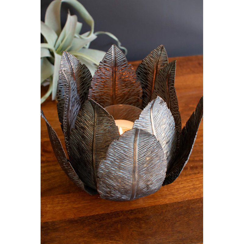  Decorative Glass Hurricane Antique Brass Leaf Base 8" H Indoor Accent