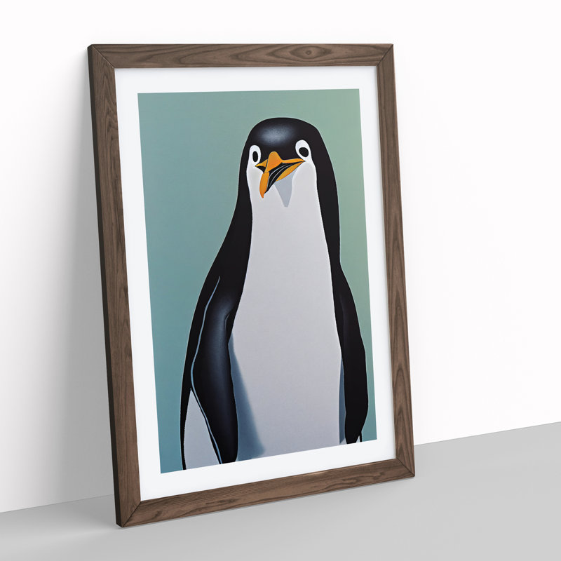 Awesome Penguin - Single Picture Frame Print, 64cm H x 46cm W x 2cm D, Walnut Framed