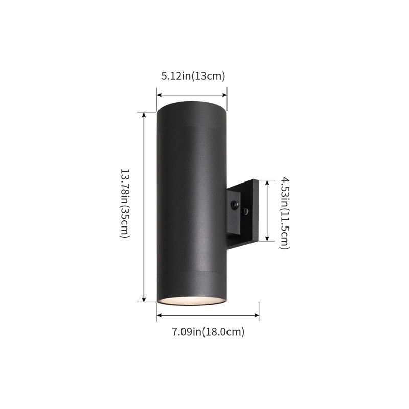 Rambert Matte Black 2 - Bulb 13.78" H Outdoor Wall Lantern with Dusk to Dawn, 13.78" H x 5.12" W x 7.09" D