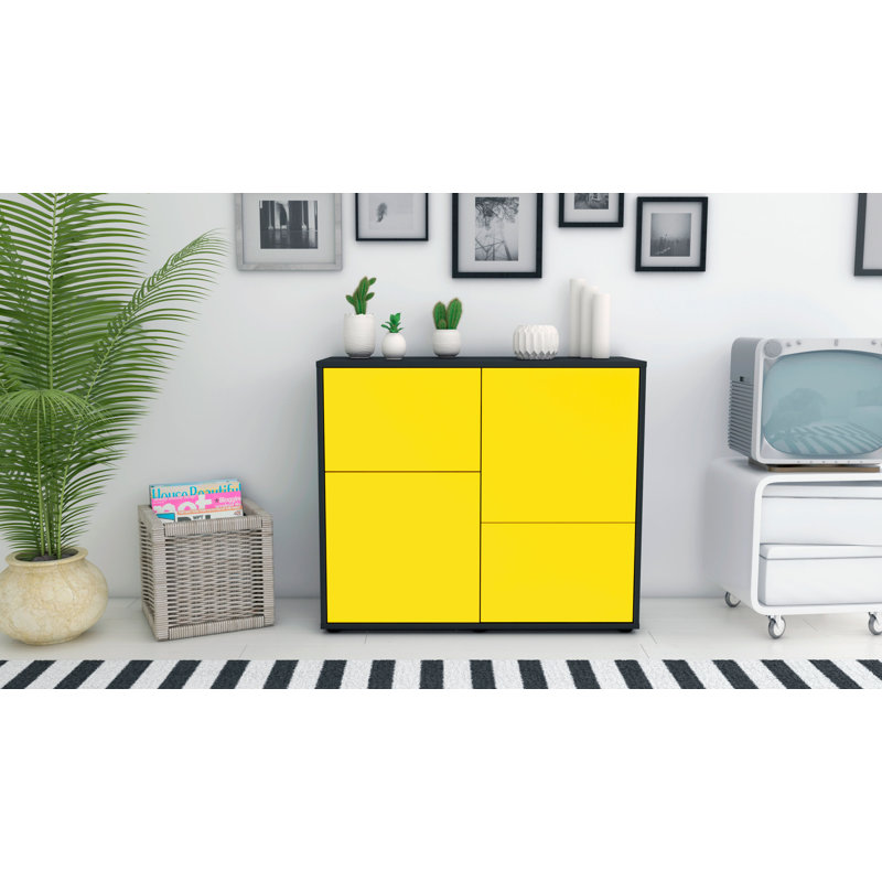 Ramona 92cm Sideboard, Charcoal/Yellow