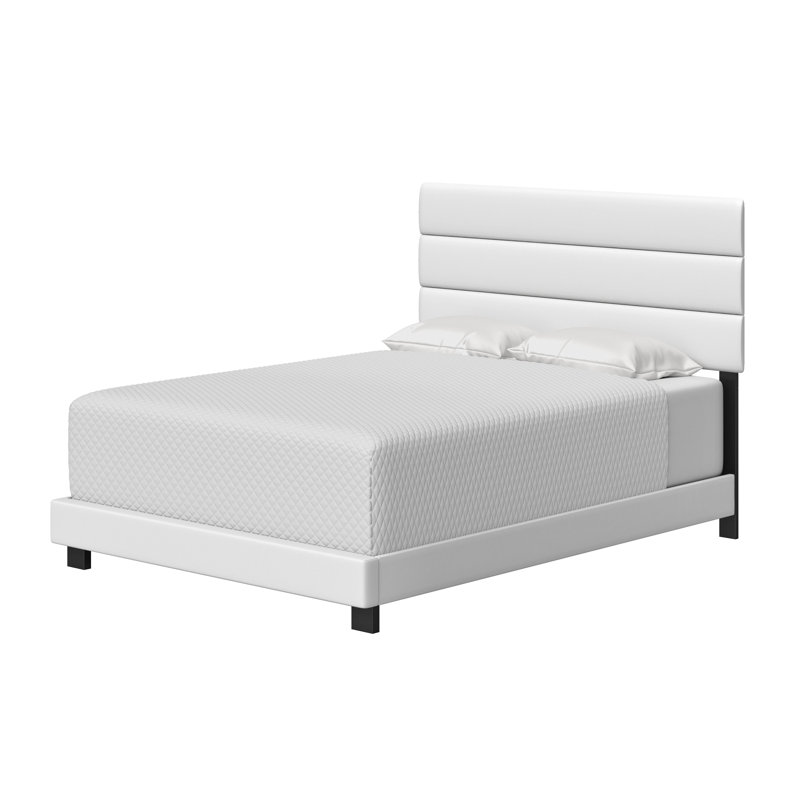 Boyd Sleep Napoli Faux Leather Fabric Upholstered Platform Bed Frame w/Adjustable Headboard, no Noise Strong Wood Slat Support, Box Spring/Foundation Required, Easy Effortless Assembly,
