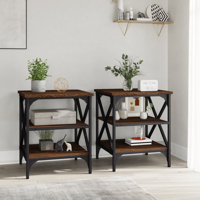 Dimitrios Side Table Set, Brown, Brown/Black
