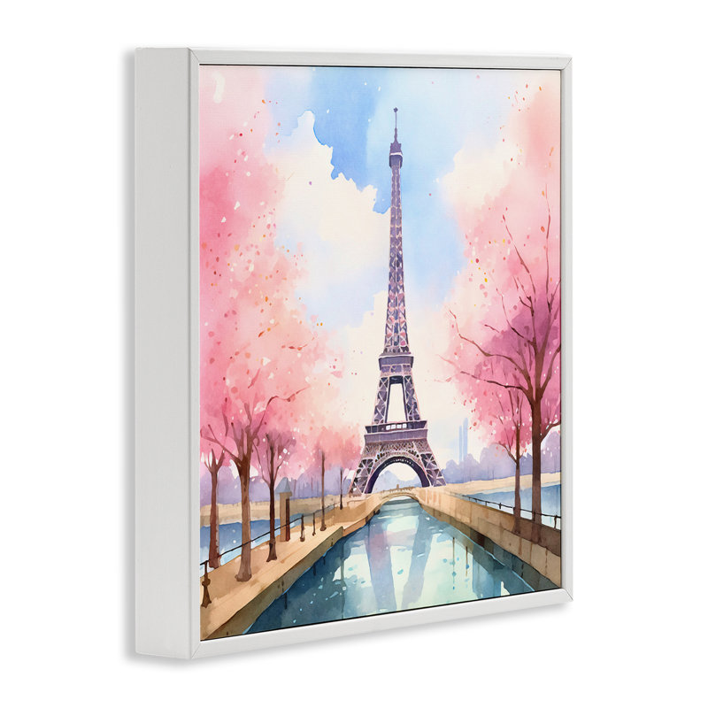 Scène de rendez-vous parisien, estampe numérique encadrée par Andrea Haase, Giclée encadrée blanc bord de mer