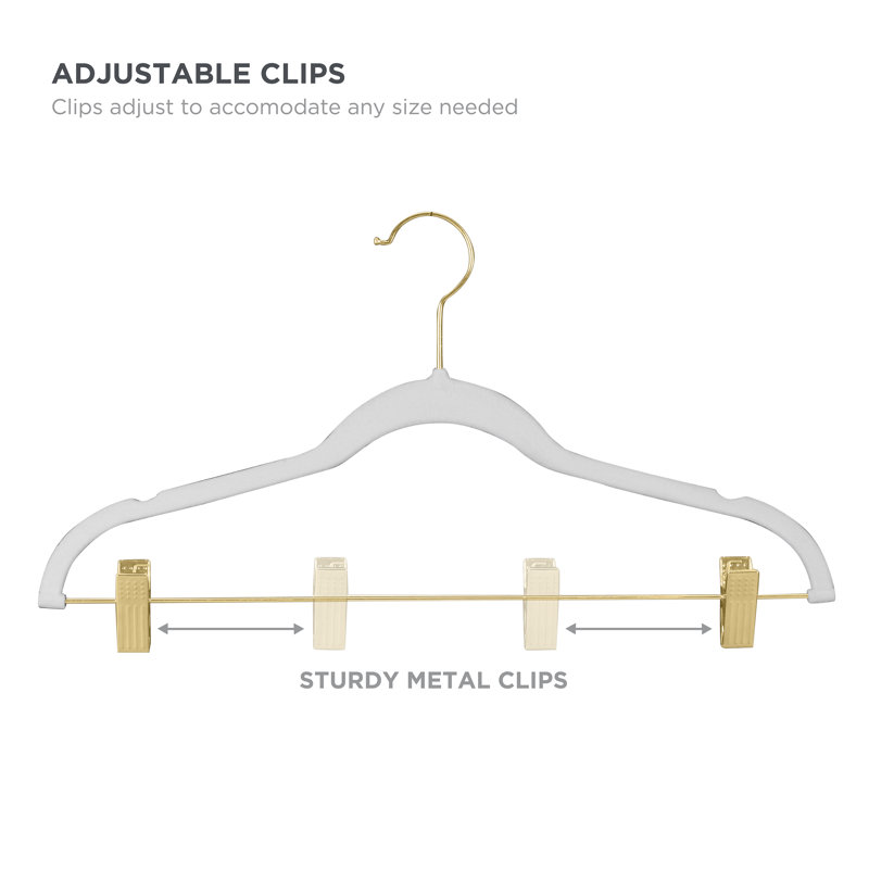 Simplify 6 Pack Velvet Hangers with Clips in Black, White