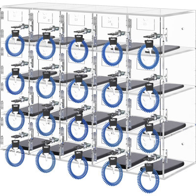 20 - Slot Cell Phone Locker Of Clear Acrylic, Wall Mounted Or Freestanding, With Keys And Locks For Privacy Protection In Office, Classroom, Gym Cabinet Made Stand Alone, Security
