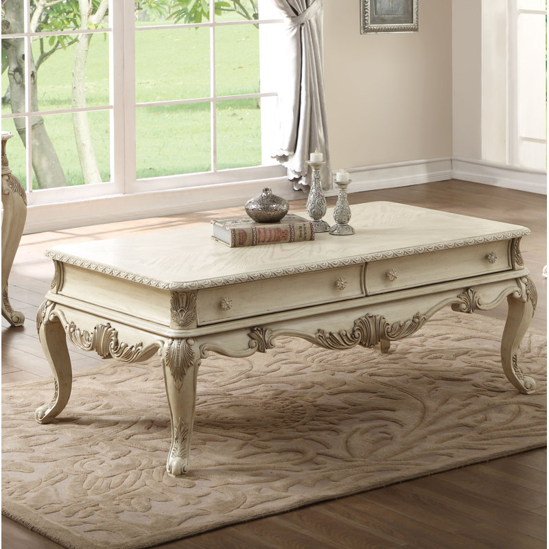 Cha Rectangular Coffee Table with Storage, Antique White