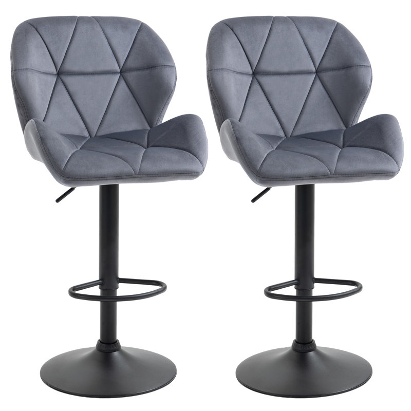 Nussbaum Swivel Upholstered Adjustable Height Counter Stool with Metal Frame, Grey