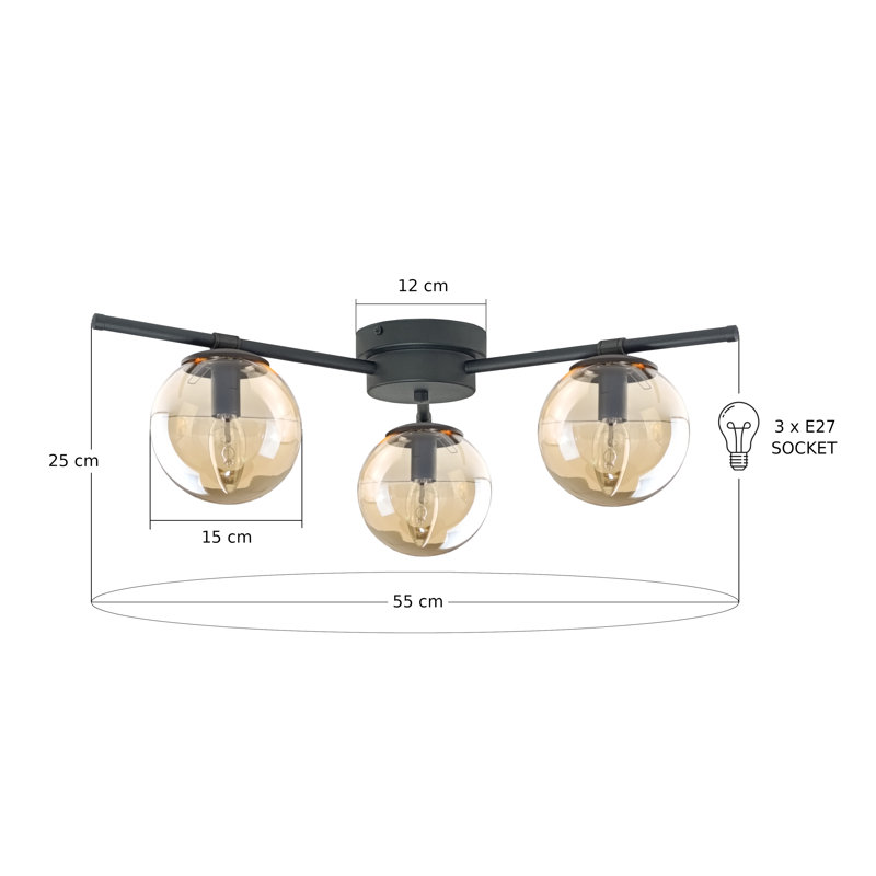 Apeks 3-light Flush Mount, Brown