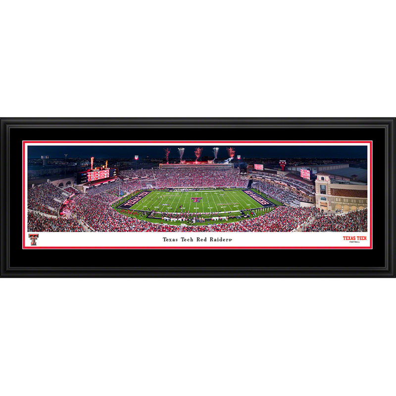 Texas Tech Football Panoramic Posters & Framed Prints, 18" H x 44" W x 0.875" D, Black Deluxe Framed, Black