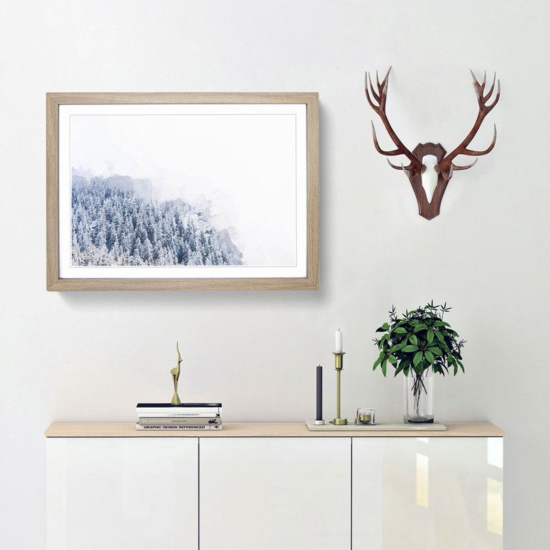 Misty Mountains in Switzerland - Picture Frame Graphic Art Print, Oak Framed, 62cm H x 87cm W x 2cm D