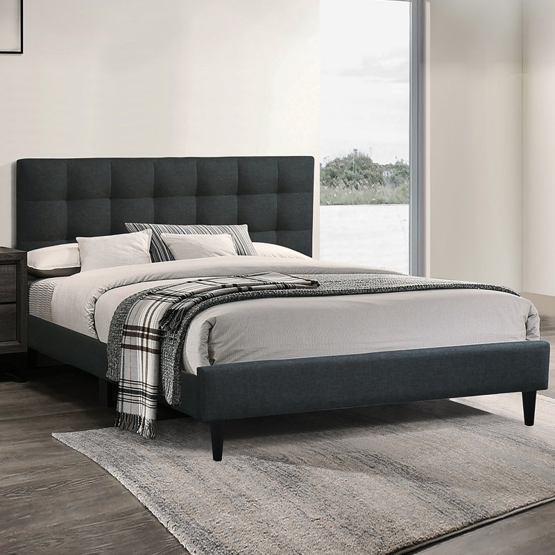 Lit plateforme tapissier Bigelow, Anthracite, Grand